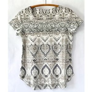 Style & Co. Black Tan Floral Scroll Tee